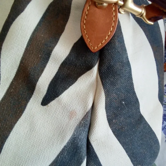 Dooney & Bourke Zebra Satchel, Leather & Canvas - Picture 7 of 11